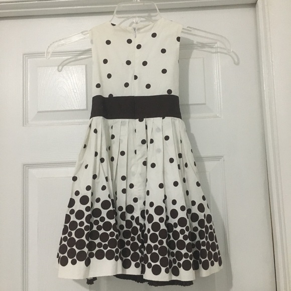 Girls tan and brown polka dot spring dress - Picture 6 of 8